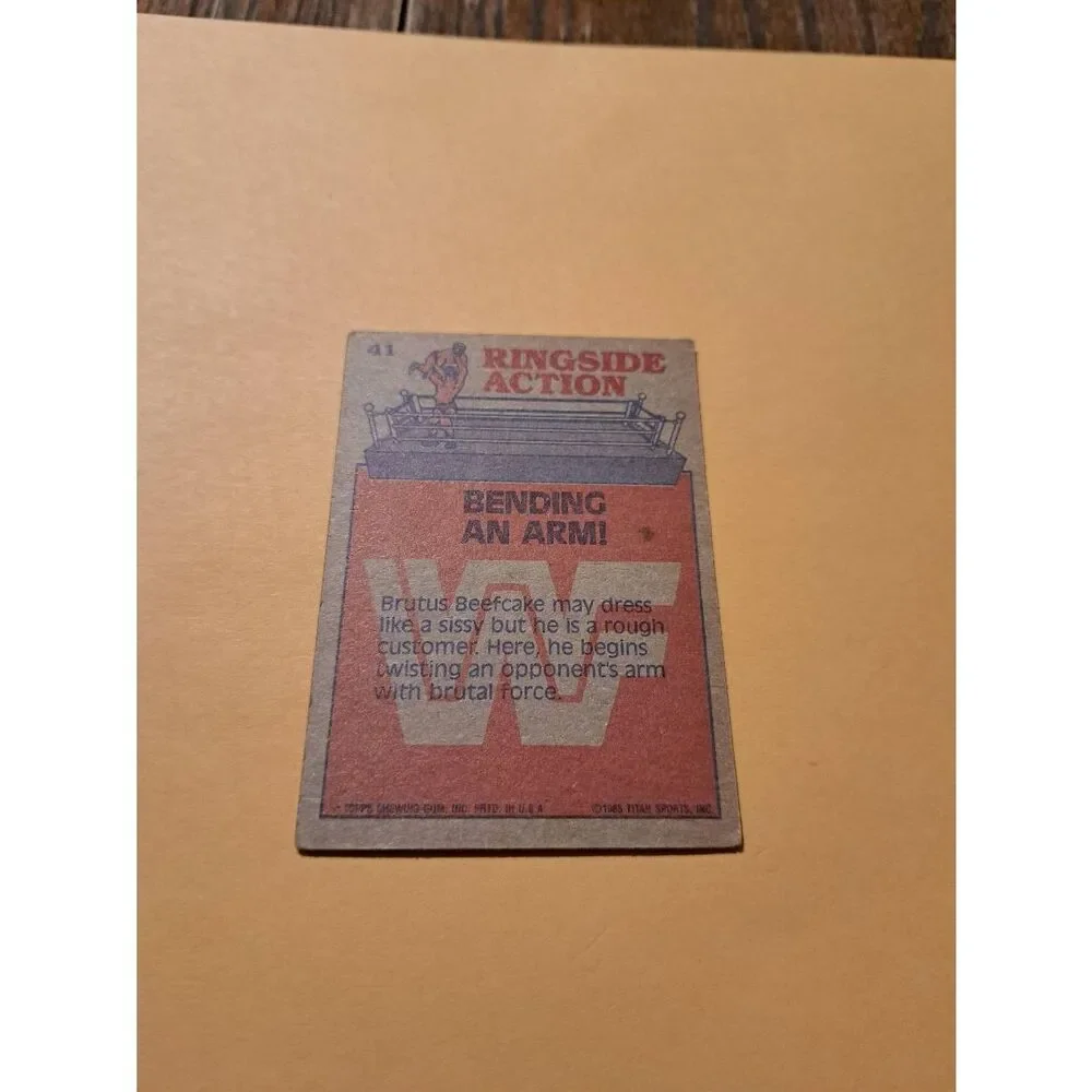 Vintage 1985 Topps WWF Wrestling Trading Card 41 Brutus Beefcake Ringside Action - Picture 4 of 4
